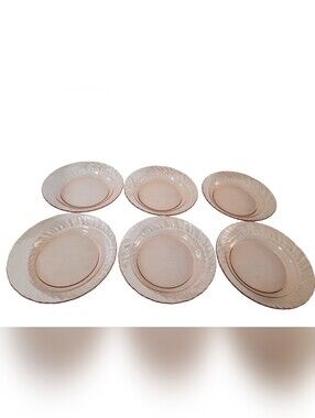 Vintage 80s Arcoroc Rosaline Pink Swirl Salad Plates France